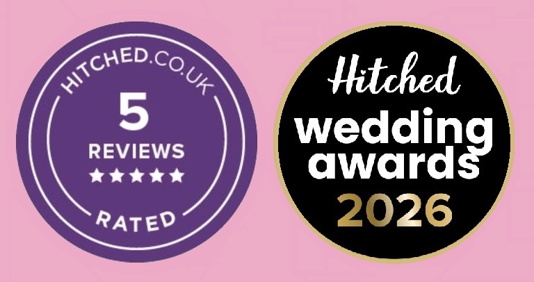 Hiched badges - 5 star reviews Wedding decor London