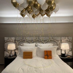 Hotel room decoration at Bvlgari Hotel, London