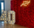 40th birthday flowerwall neon